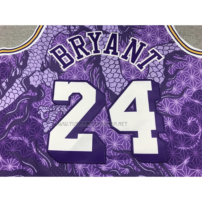 Camiseta Kobe Bryant NO 24 Los Angeles Lakers Throwback Asian Heritage 1996-97 Violeta